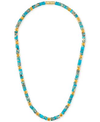 Bulova Men's Marine Star Reconstituted Turquoise 22" Beaded Necklace