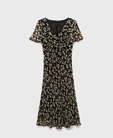 Mango Women's Floral Print Straight Midi Dress