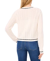 CeCe Women's Long-Sleeve Cardigan With Contrast Trim