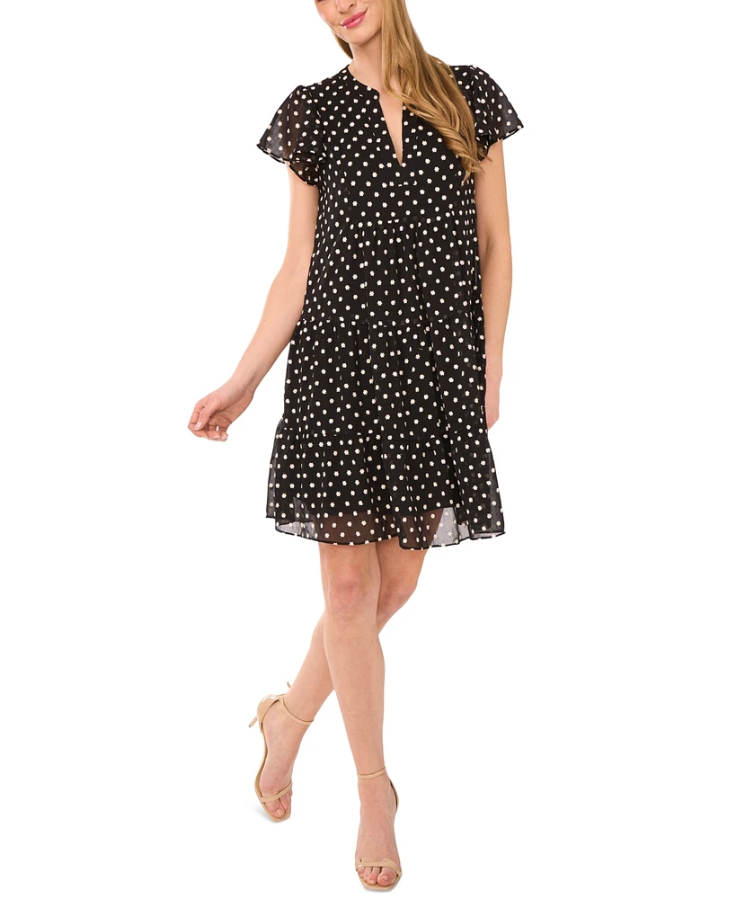 CeCe Women's V-Neck Flutter Sleeve Mini Dress