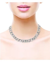 Laundry by Shelli Segal Silver Tone Chunky Chain Necklace with Pave Stones
