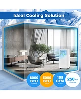 Gymax 8000 Btu Portable Air Conditioner 3 in 1 Ac Unit Fan & Dehumidifier for Rooms up to 250 Sq Ft