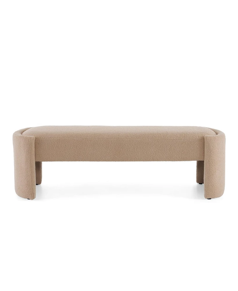 Elegant and Simple Long - shaped Ottoman Bench, Light Camel