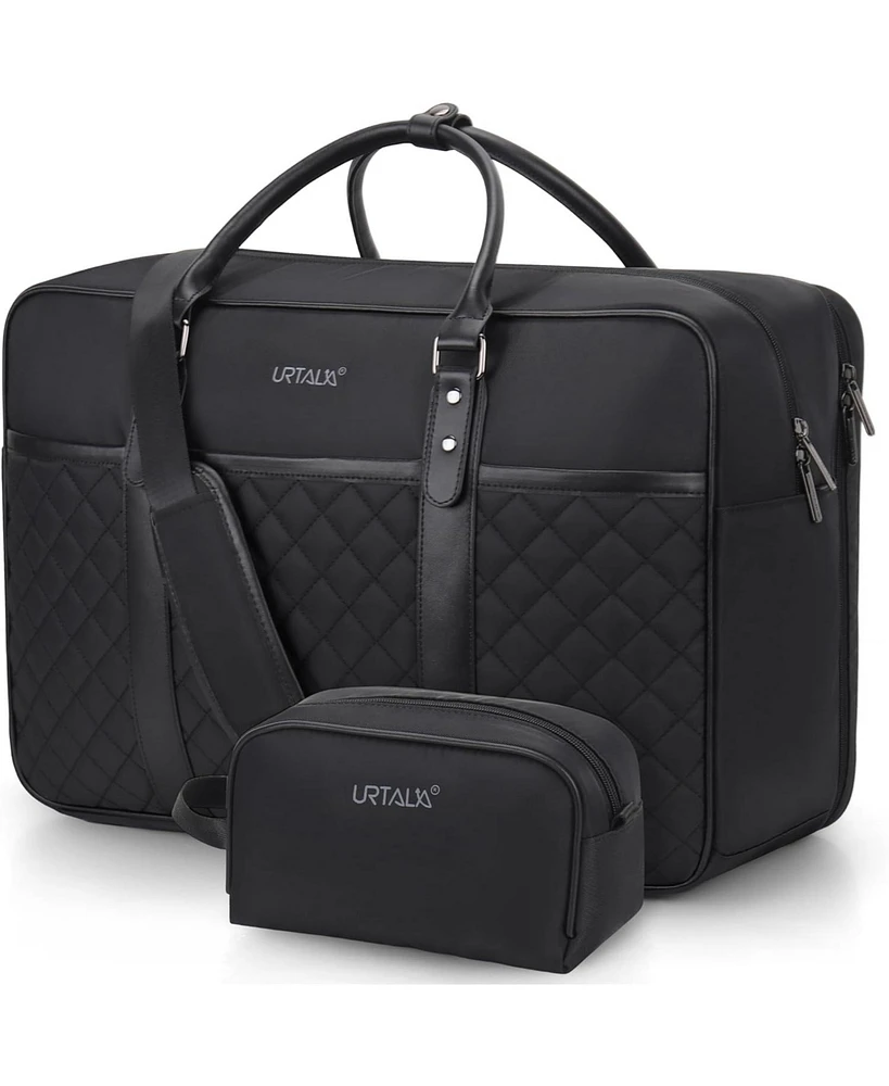Urtala Travel Duffle Bag for Men, Weekender Women with Toiletry Bag, Carry On Overnight 17.3 inch Laptop Compartment (Black)