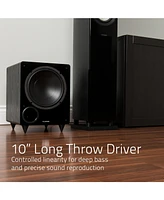 Fluance DB10W 10-inch Low Frequency Powered Subwoofer for Home Theater (Natural Walnut)