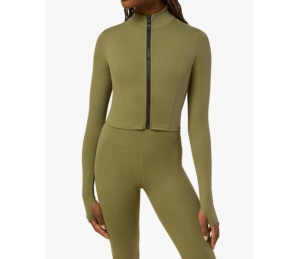 WeWoreWhat Women's Cropped Active Zip-up Jacket