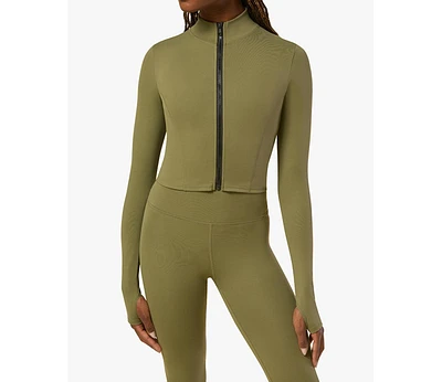 WeWoreWhat Women's Cropped Active Zip-up Jacket