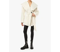 WeWoreWhat Women's Shawl Collar Wool Coat