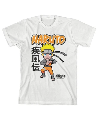 Naruto Boys Shippuden Pixel Character Youth White Graphic Tee-xl