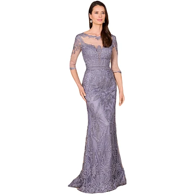 Lara Women's Detachable Half Sleeve Lace Sheath Gown