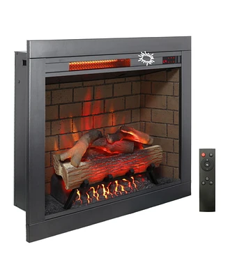 28" Infrared Electric Fireplace with Trim, Touch Panel Heater, Firebox and Sound