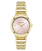 Anne Klein Women's Quartz Cultivated Gold-Tone Metal Alloy and Pink Dial Watch, 30mm