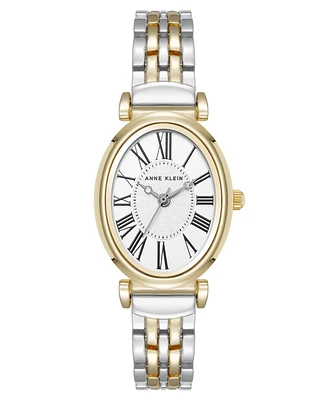 Anne Klein Women's Quartz Oval Roman Numeral Two-Tone Metal Alloy Watch, 25mm