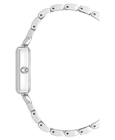 Anne Klein Women's Quartz Rectangular Roman Numeral Silver-Tone Metal Alloy Watch, 23mm