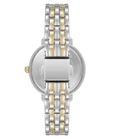 Anne Klein Women's Quartz Round Roman Numeral Two-Tone Metal Alloy and Black Dial Watch, 32mm