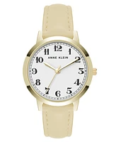 Anne Klein Women's Quartz Casual Polyurethane Leather and Gold-Tone Metal Alloy Boyfriend Watch