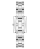 Anne Klein Women's Quartz Rectangular White Enamel and Silver-Tone Metal Alloy Watch, 22mm
