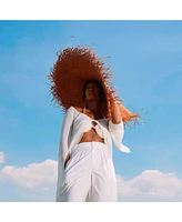 Amora Oversized Woven Straw Hat Burnt Caramel