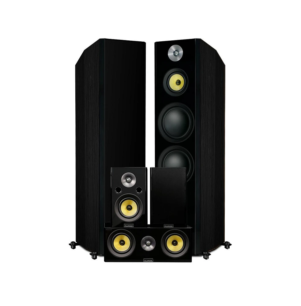 Fluance Signature HiFi Surround Sound Home Theater 5.0 Channel Speaker System including 3-Way Floorstanding Towers, Center and Rear S