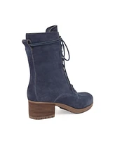 Derby Lace Up Block Heel Boots