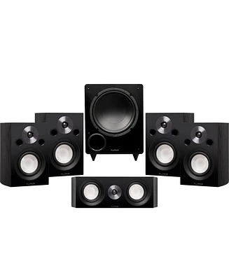 Fluance Reference Compact Surround Sound Home Theater 5.1 Channel Speaker System including 2-Way Bookshelf, Center Channel, Rear Surround Speakers and