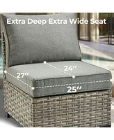 Xizzi 13 Piece Outdoor Patio Furniture Sets with Fire Pit Table,All Weather Wicker Sectional Sofa Extra Deep Swivel Chairs and Solar Powere