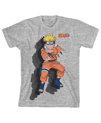 Naruto Boys Shadow Effect Crew Neck Short Sleeve Athletic Heather T-shirt-xl