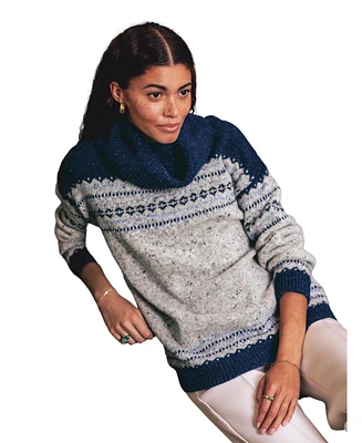 Celtic & Co. Women's Donegal Fair Isle Roll Neck Sweater