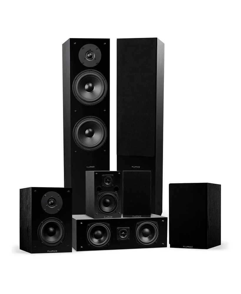 Fluance Elite High Definition Surround Sound Home Theater 7.0 Channel Speaker System including 3-Way Floorstanding Towers, Center Channel, an