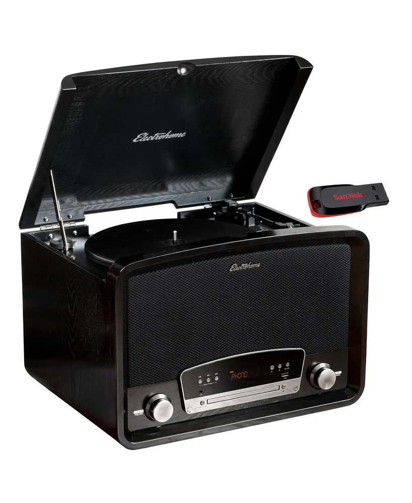 Electrohome Kingston 7-in-1 Vintage Vinyl Record Player Stereo System