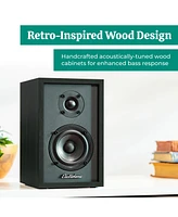 Electrohome Montrose Wireless Upgradable Vinyl Record Player with Berkeley, Powered Bluetooth Bookshelf Speakers, 1" Tweeter & 3" Driver, for Natural
