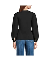 Lands' End Women's Supima Interlock Scoop Neck Blouson Sleeve Top