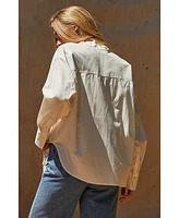 Crescent Women's Blaire Neck Tie Button Up Blouse