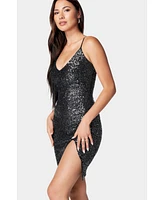 Bebe Women's High Slit Sequin Dress