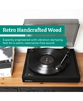 Electrohome Montrose Record Player Stereo System, 4" Bluetooth Powered Bookshelf Speakers, Belt-Drive Turntable with Audio-Technica