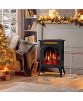Cowsar 16" Electric Heater Fireplace, Freestanding All-Metal Stove with Remote Control, 500W/1500W Heat Settings