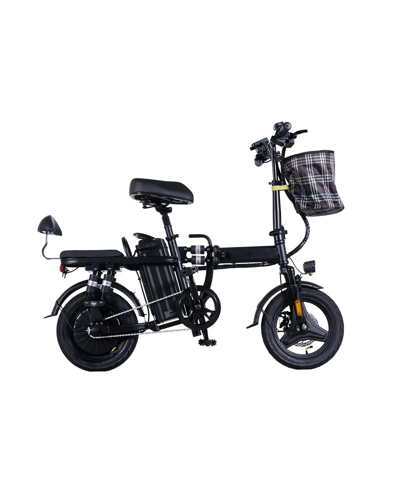 Ltmate Global Inc. Foldable Electric Bicycle, 500W Peak Motor 45 Miles 80KM Max Range, Upgraded E-bike with Front Basket, Phone Holder and Digital Dis