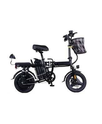 Ltmate Global Inc. Foldable Electric Bicycle, 500W Peak Motor 45 Miles 80KM Max Range, Upgraded E-bike with Front Basket, Phone Holder and Digital Dis