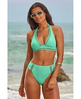 Becca Womens Modern Edge Bikini Top High Waist Bottoms