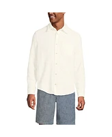 Lands' End Men's Long Sleeve Knit Boucle Button Through Shirt