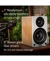 Fluance Ai41 Powered 2-Way 2.0 Stereo Bookshelf Speakers with Speaker Stands 5" Drivers 90W Amplifier for Turntable Bluetooth 5 Wireless Music Streami