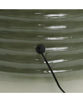 LuxenHome Emerald Ribbed Top with Ivory Bottom 19.88" Tall Resin Fountain with Lights