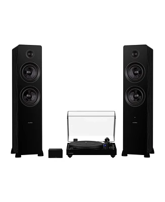 Fluance RT84 Reference High Fidelity Vinyl Turntable (Piano Black), PA10 Phono Preamp and Ai81 Powered Floorstanding Speakers (Black Ash), Ortofon 2M