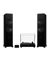 Fluance RT84 Reference High Fidelity Vinyl Turntable (Piano Black), PA10 Phono Preamp and Ai81 Powered Floorstanding Speakers (Black Ash), Ortofon 2M