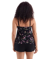 Longitude by Mimi Flamingo Women's Hotel Faux Ruffle Shortini Swimsuit