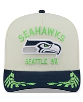 New Era Men's Cream/ College Navy Seattle Seahawks 2025 Nfl Draft A-Frame 9FIFTY Snapback Hat