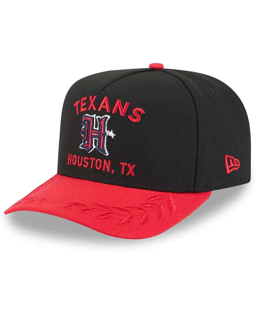 New Era Men's Black/Red Houston Texans 2025 Nfl Draft A-Frame 9FIFTY Snapback Hat