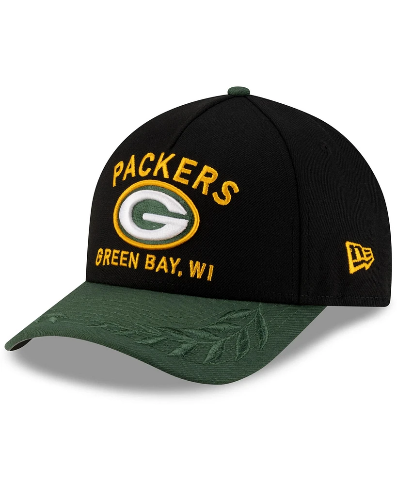 New Era Men's Black/Green Green Bay Packers 2025 Nfl Draft 9FORTY A-Frame M-Crown Adjustable Hat