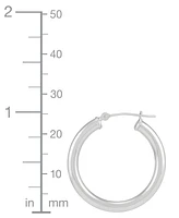 Italian Gold Polished Tube Small Hoop Earrings in 14k White Gold, 1"