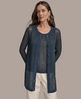 Donna Karan New York Women's Sequin Embellished Long Cardigan